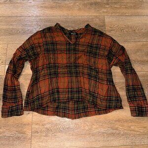 Madewell Cropped Long Sleeve Top Plaid Small